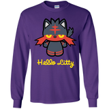 T-Shirts Purple / YS Hello Litty Youth Long Sleeve T-Shirt