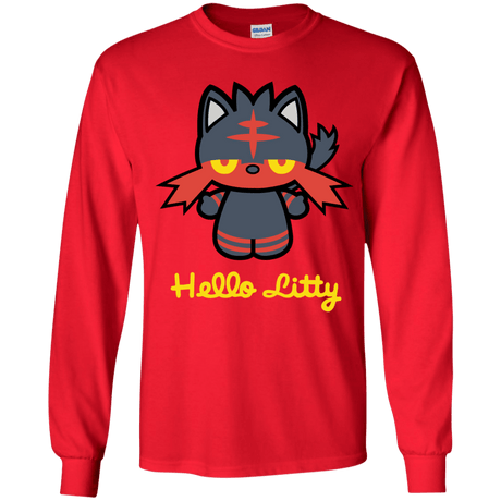 T-Shirts Red / YS Hello Litty Youth Long Sleeve T-Shirt