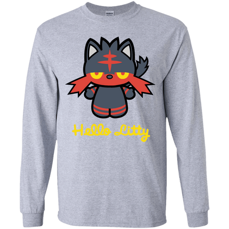 T-Shirts Sport Grey / YS Hello Litty Youth Long Sleeve T-Shirt