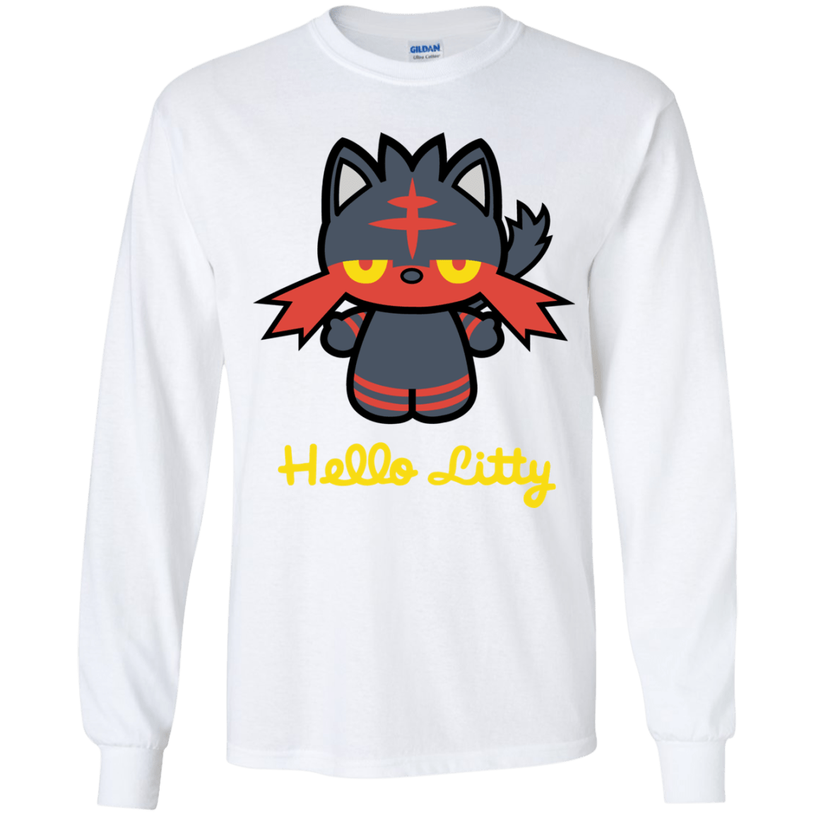 T-Shirts White / YS Hello Litty Youth Long Sleeve T-Shirt