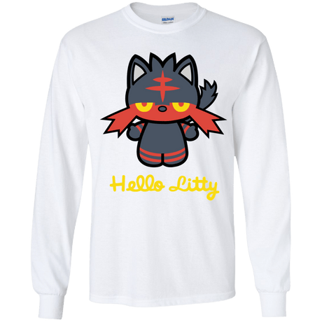 T-Shirts White / YS Hello Litty Youth Long Sleeve T-Shirt