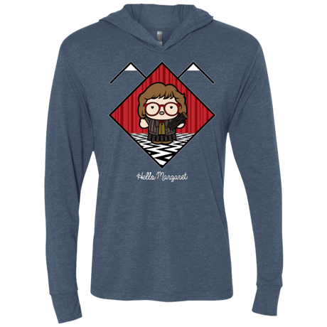 T-Shirts Indigo / X-Small Hello Margaret Triblend Long Sleeve Hoodie Tee