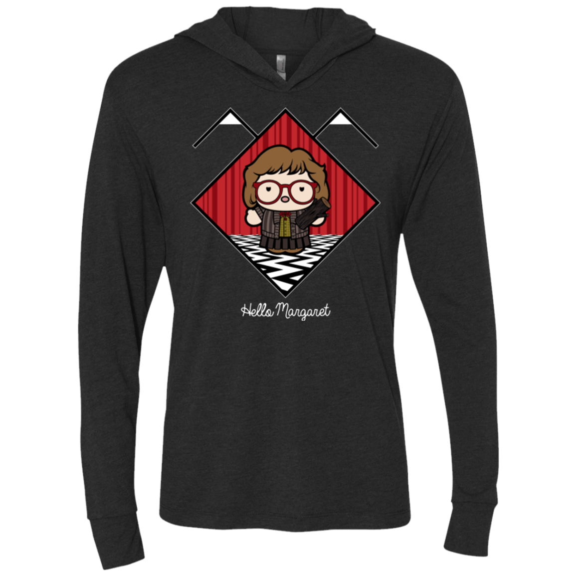 T-Shirts Vintage Black / X-Small Hello Margaret Triblend Long Sleeve Hoodie Tee