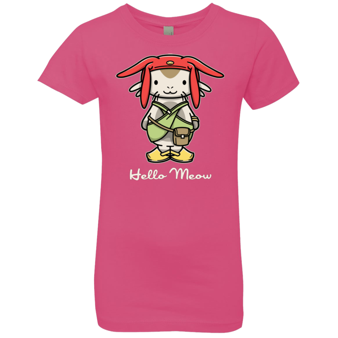 T-Shirts Hot Pink / YXS HELLO MEOW Girls Premium T-Shirt