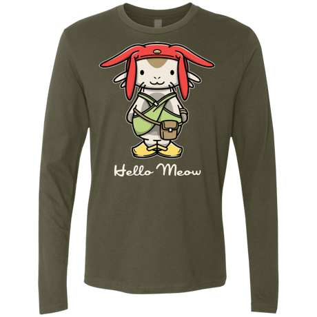 T-Shirts Military Green / Small HELLO MEOW Men's Premium Long Sleeve