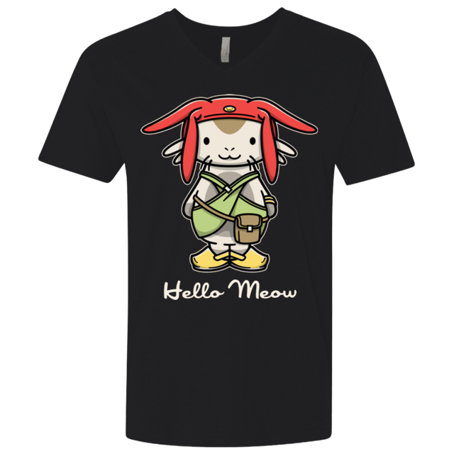 T-Shirts Black / X-Small HELLO MEOW Men's Premium V-Neck