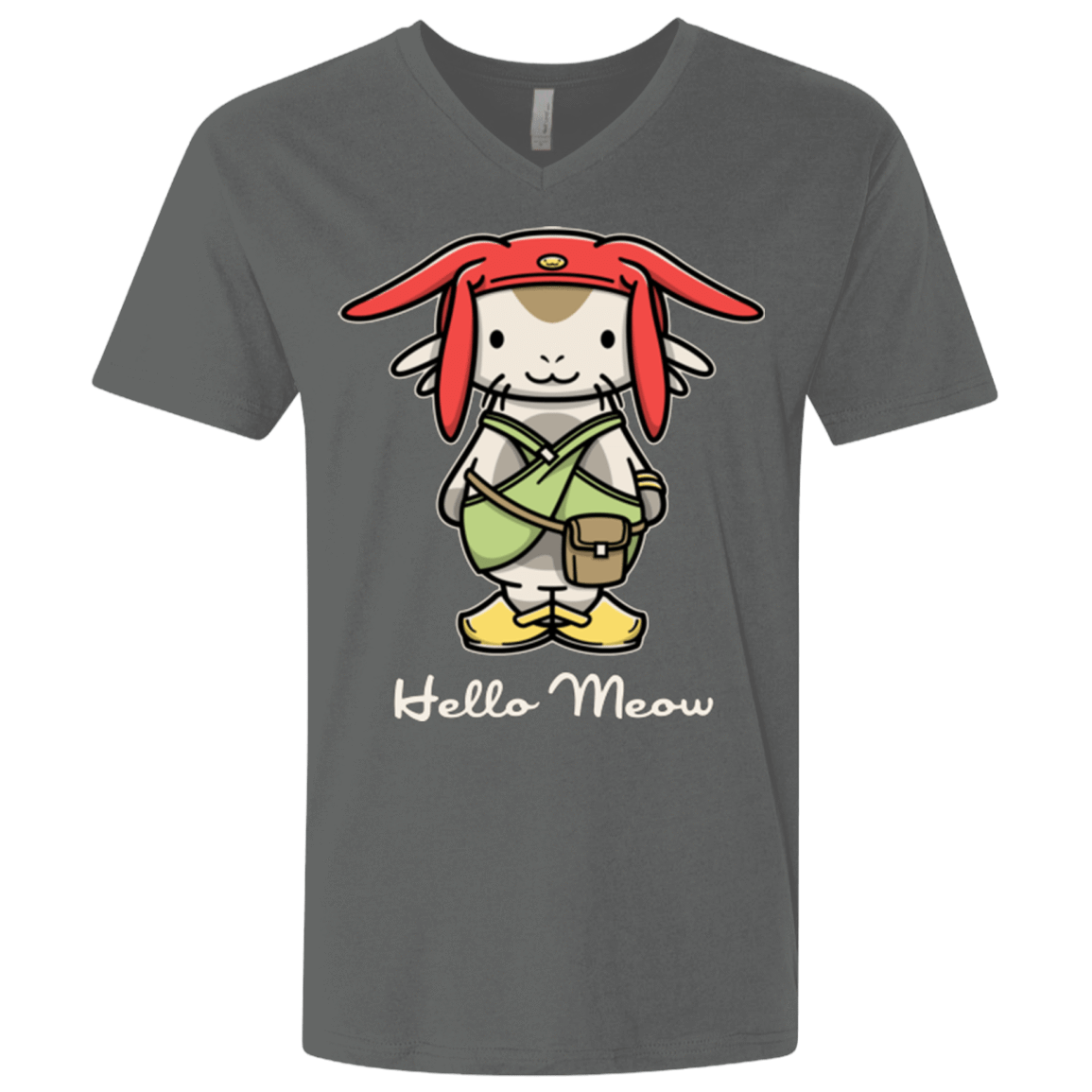 T-Shirts Heavy Metal / X-Small HELLO MEOW Men's Premium V-Neck