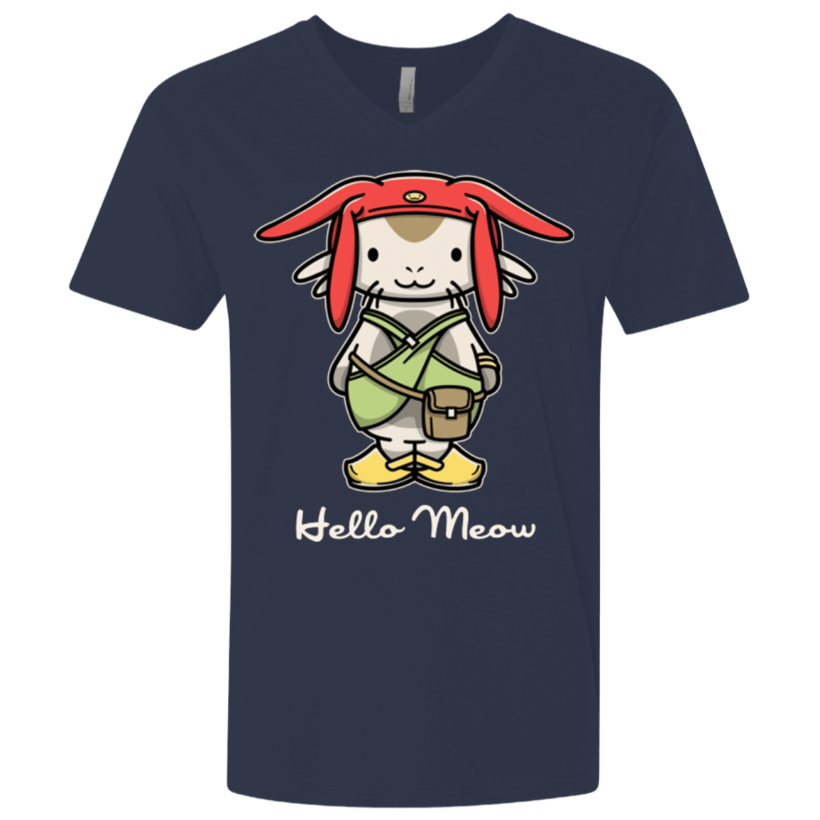 T-Shirts Midnight Navy / X-Small HELLO MEOW Men's Premium V-Neck