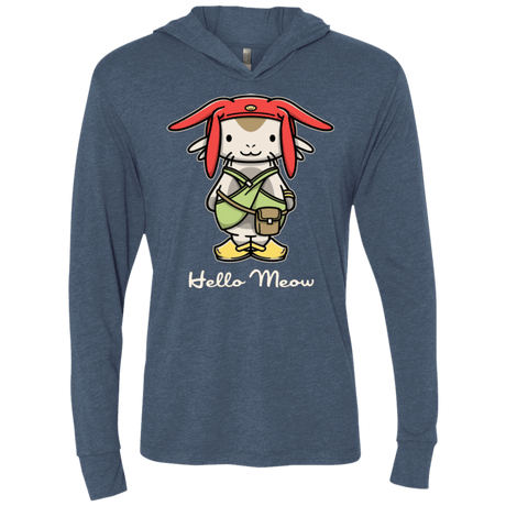 T-Shirts Indigo / X-Small HELLO MEOW Triblend Long Sleeve Hoodie Tee