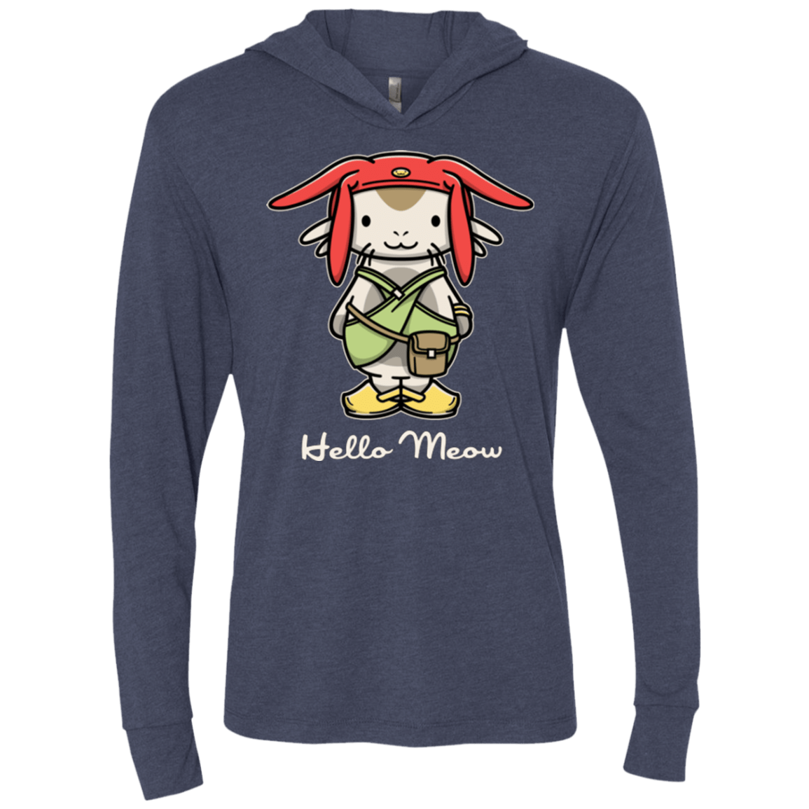 T-Shirts Vintage Navy / X-Small HELLO MEOW Triblend Long Sleeve Hoodie Tee