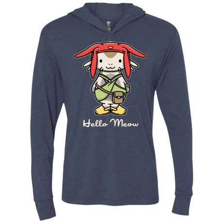 T-Shirts Vintage Navy / X-Small HELLO MEOW Triblend Long Sleeve Hoodie Tee