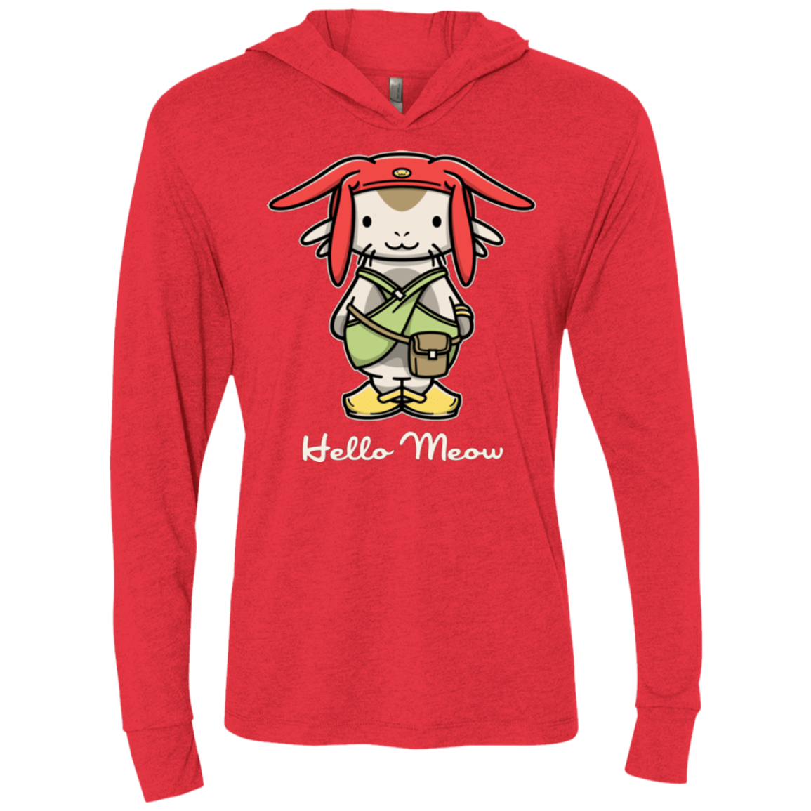 T-Shirts Vintage Red / X-Small HELLO MEOW Triblend Long Sleeve Hoodie Tee
