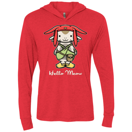T-Shirts Vintage Red / X-Small HELLO MEOW Triblend Long Sleeve Hoodie Tee
