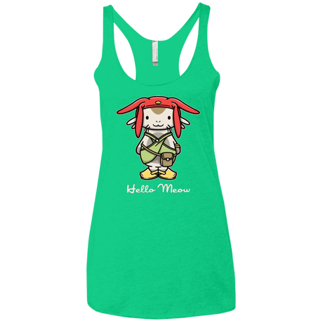 T-Shirts Envy / X-Small HELLO MEOW Women's Triblend Racerback Tank