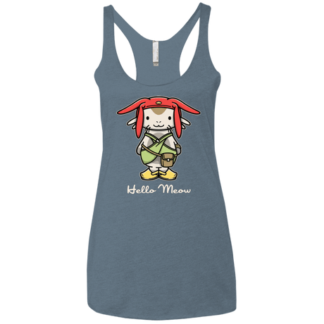 T-Shirts Indigo / X-Small HELLO MEOW Women's Triblend Racerback Tank