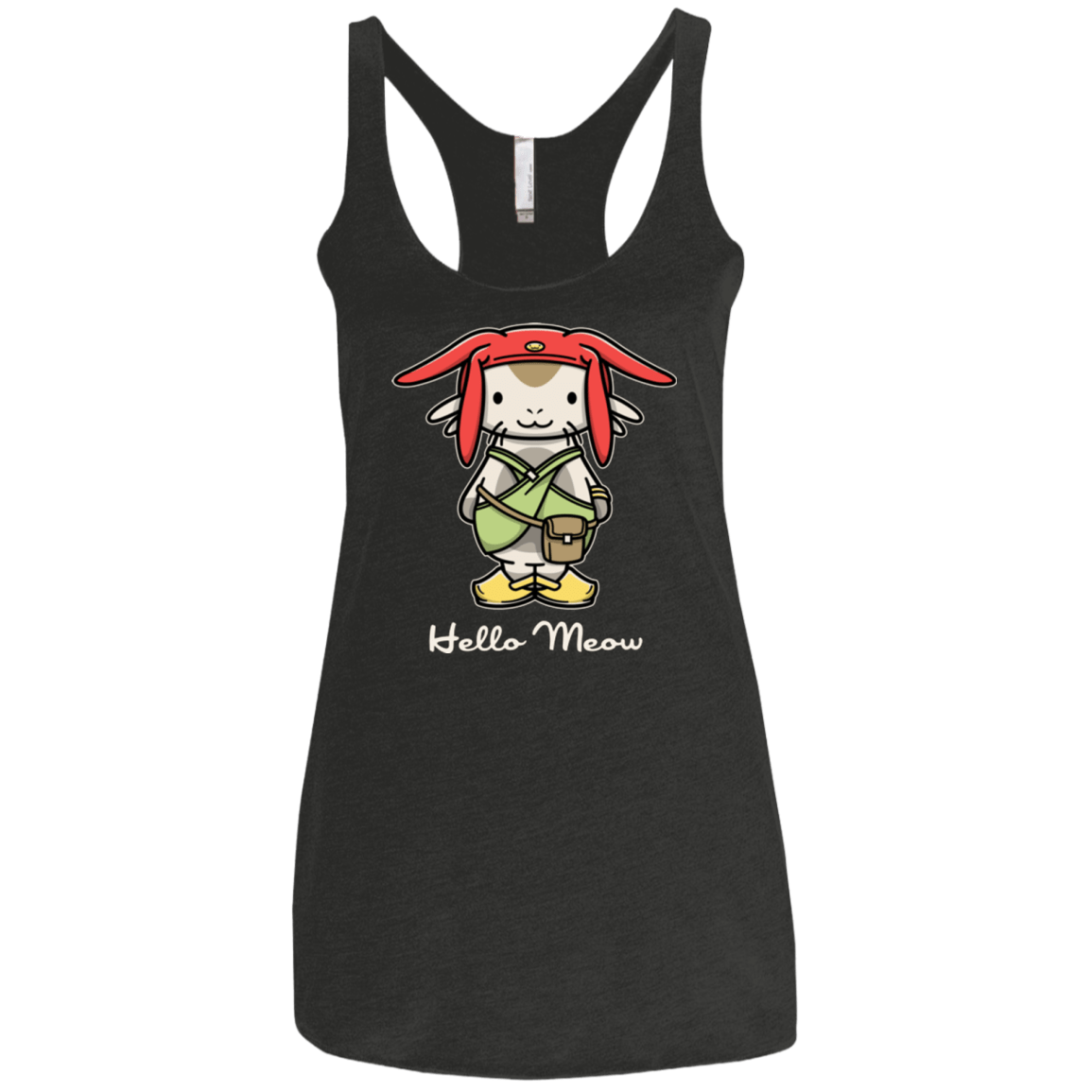T-Shirts Vintage Black / X-Small HELLO MEOW Women's Triblend Racerback Tank