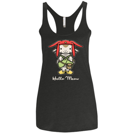 T-Shirts Vintage Black / X-Small HELLO MEOW Women's Triblend Racerback Tank
