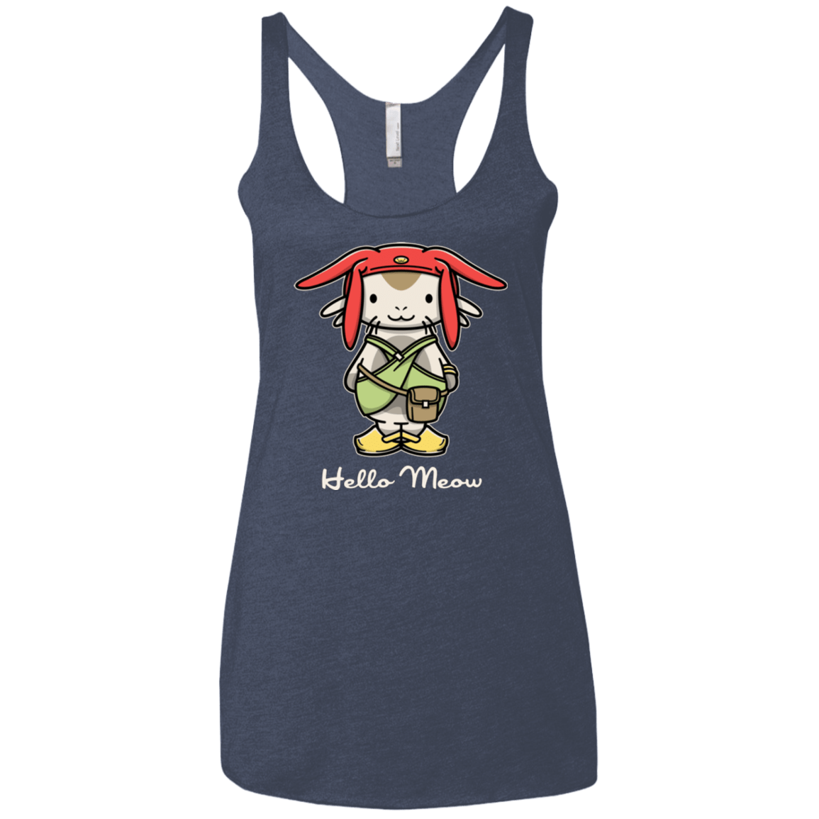 T-Shirts Vintage Navy / X-Small HELLO MEOW Women's Triblend Racerback Tank