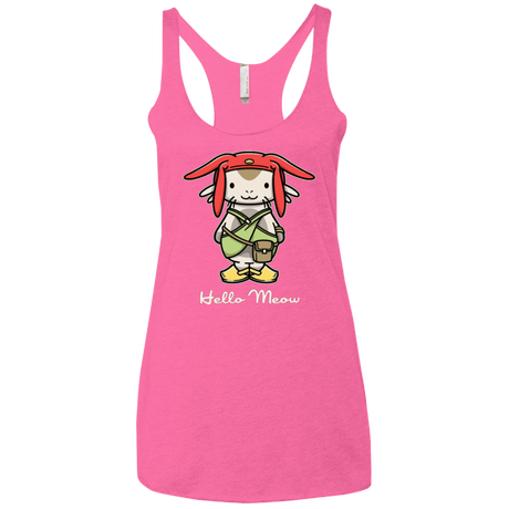 T-Shirts Vintage Pink / X-Small HELLO MEOW Women's Triblend Racerback Tank