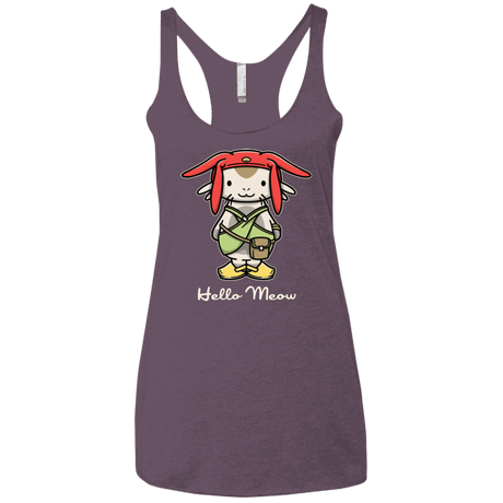 T-Shirts Vintage Purple / X-Small HELLO MEOW Women's Triblend Racerback Tank