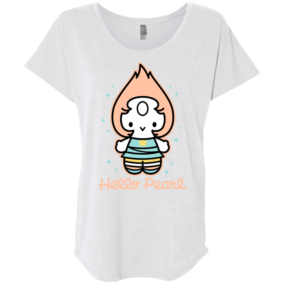 T-Shirts Heather White / X-Small Hello Pearl Triblend Dolman Sleeve