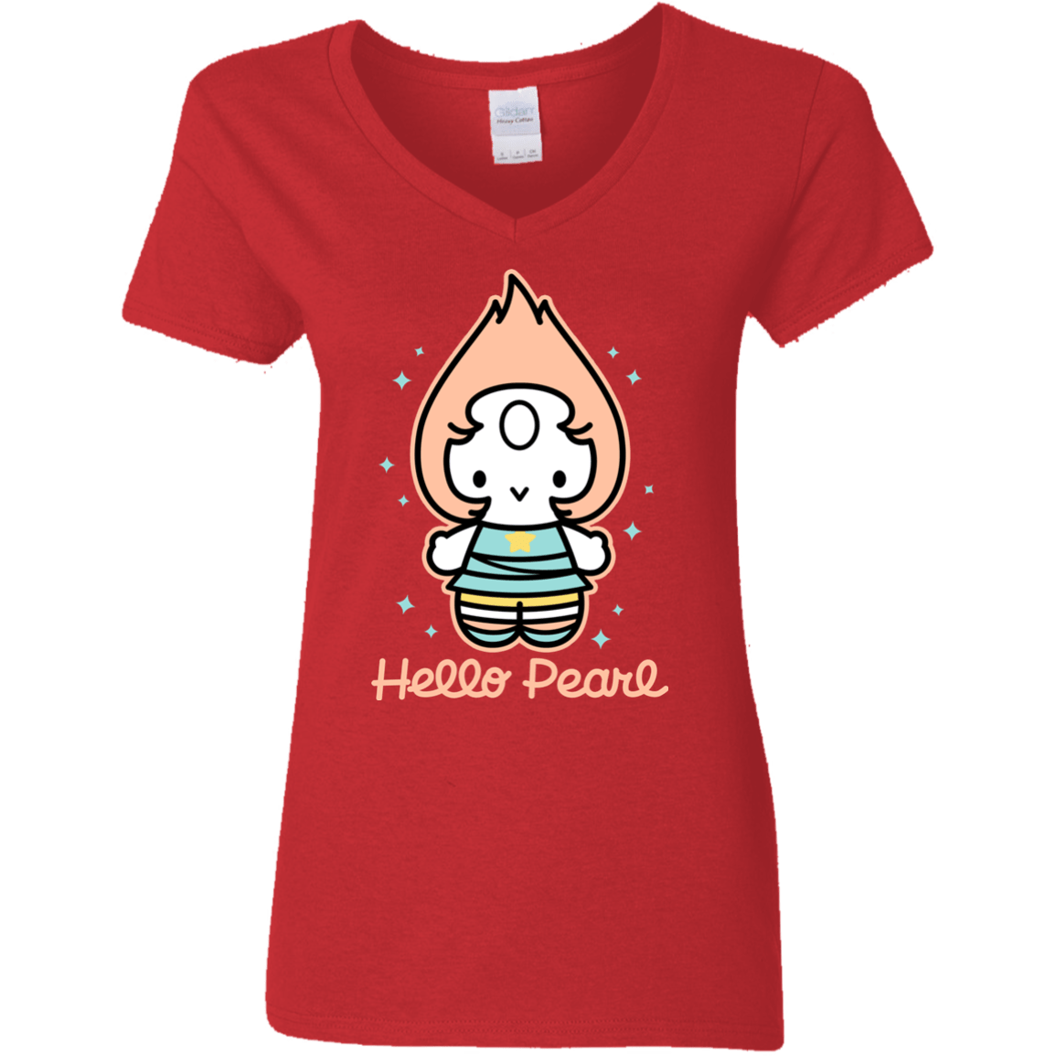 T-Shirts Red / S Hello Pearl Women's V-Neck T-Shirt