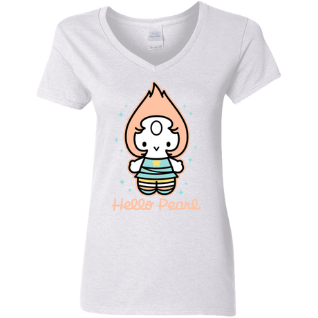 T-Shirts White / S Hello Pearl Women's V-Neck T-Shirt