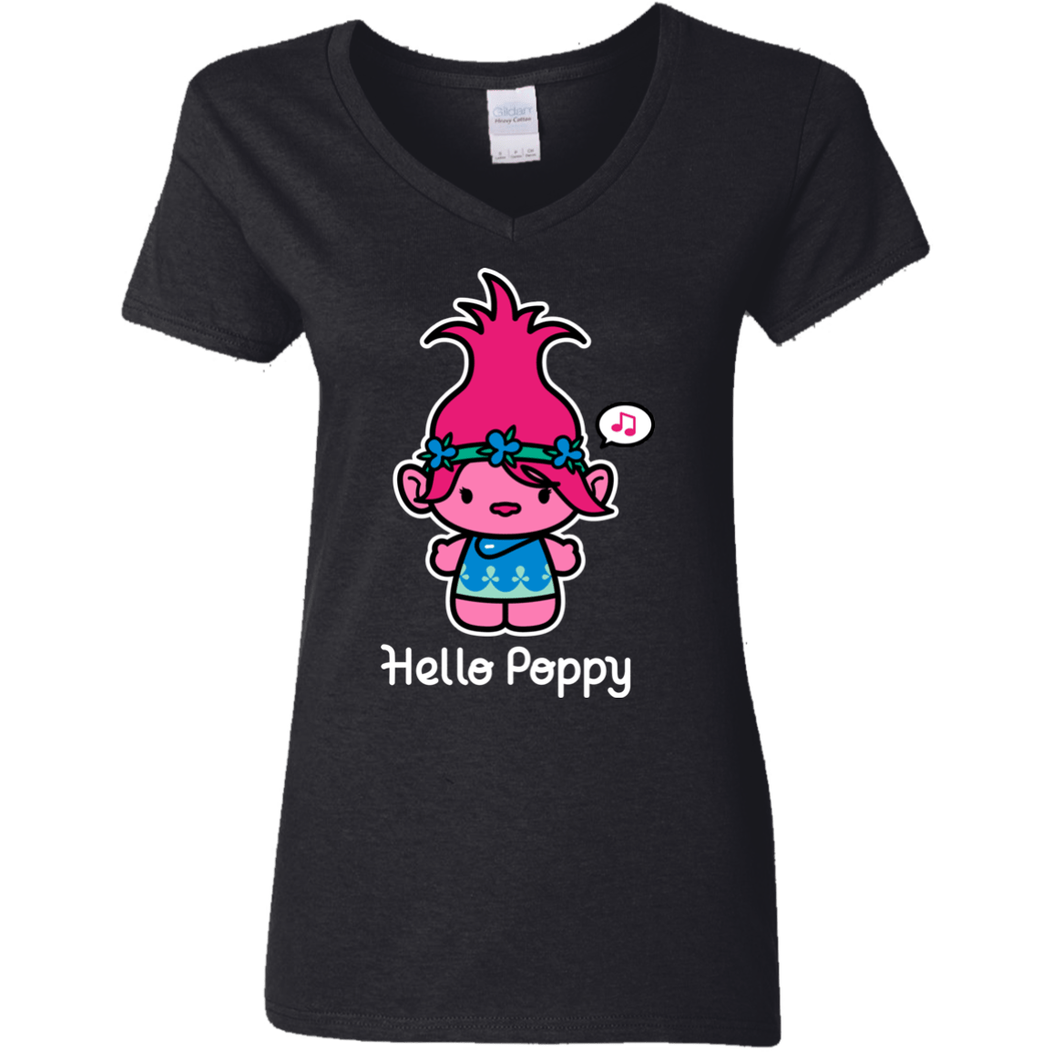 T-Shirts Black / S Hello Poppy Women's V-Neck T-Shirt