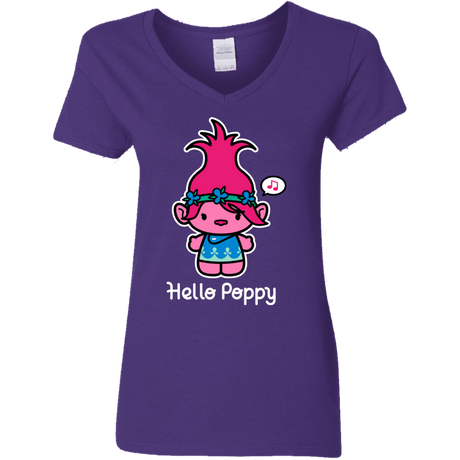 T-Shirts Purple / S Hello Poppy Women's V-Neck T-Shirt