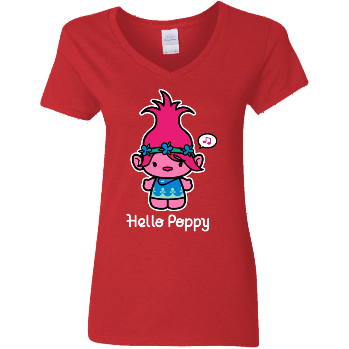 T-Shirts Red / S Hello Poppy Women's V-Neck T-Shirt