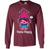 T-Shirts Maroon / YS Hello Poppy Youth Long Sleeve T-Shirt