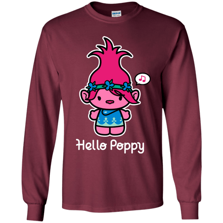 T-Shirts Maroon / YS Hello Poppy Youth Long Sleeve T-Shirt