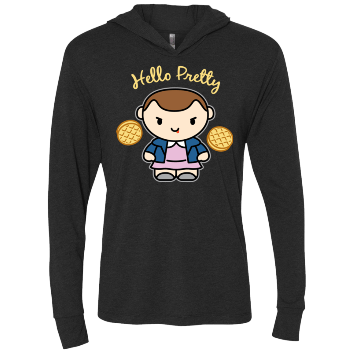 T-Shirts Vintage Black / X-Small Hello Pretty Triblend Long Sleeve Hoodie Tee