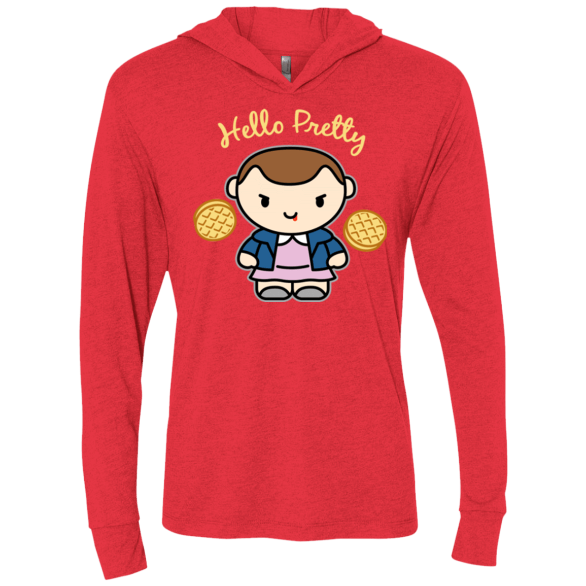 T-Shirts Vintage Red / X-Small Hello Pretty Triblend Long Sleeve Hoodie Tee