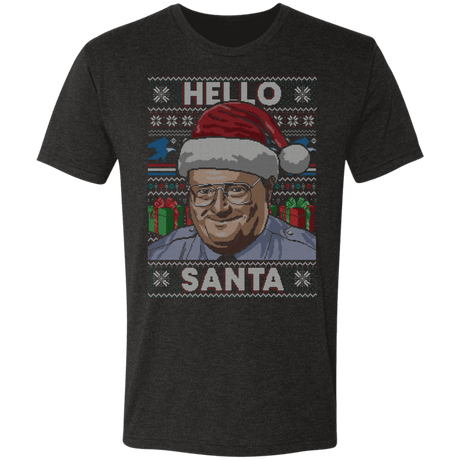 T-Shirts Vintage Black / S Hello Santa Ugly Sweater Men's Triblend T-Shirt