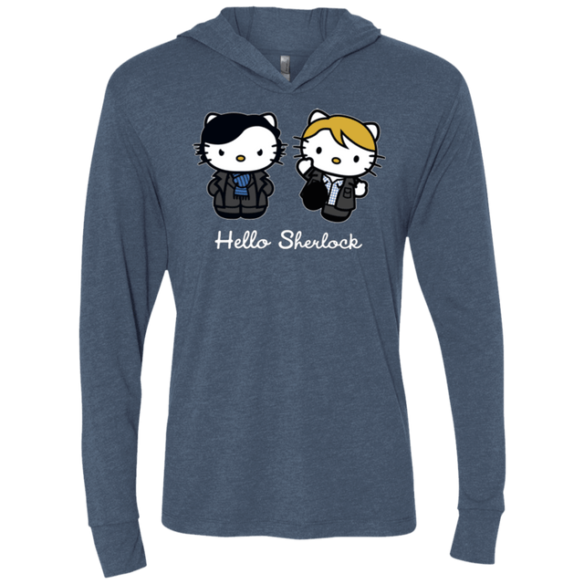 T-Shirts Indigo / X-Small Hello Sherlock Triblend Long Sleeve Hoodie Tee
