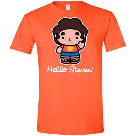 T-Shirts Orange / S Hello Steven Men's Semi-Fitted Softstyle