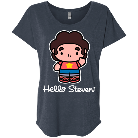 T-Shirts Vintage Navy / X-Small Hello Steven Triblend Dolman Sleeve