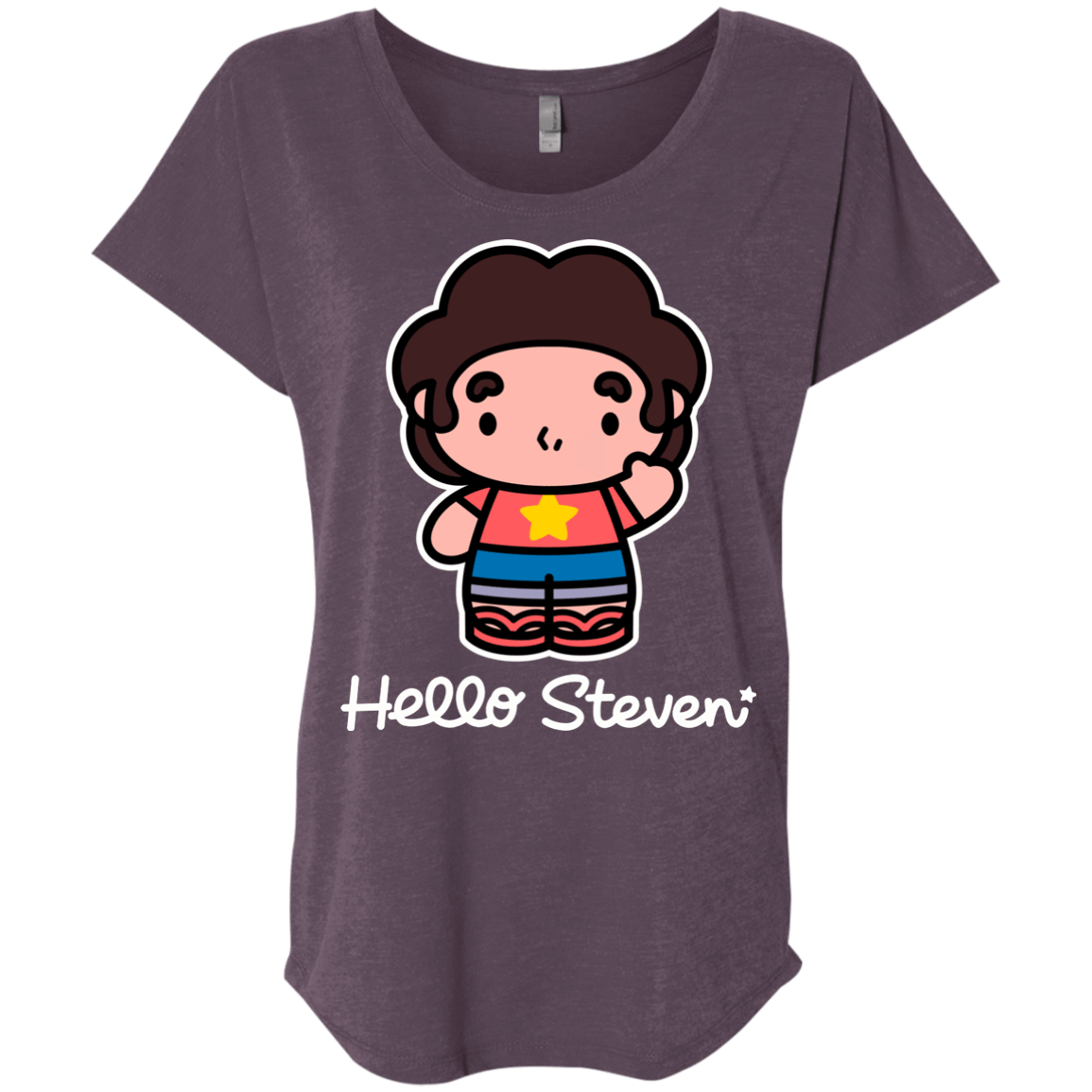 T-Shirts Vintage Purple / X-Small Hello Steven Triblend Dolman Sleeve