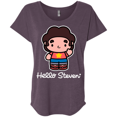 T-Shirts Vintage Purple / X-Small Hello Steven Triblend Dolman Sleeve