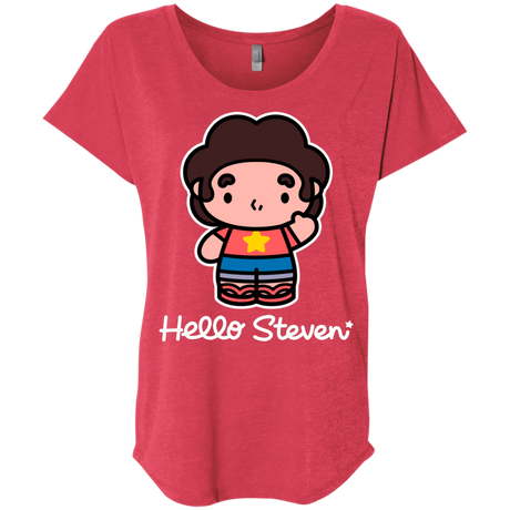 T-Shirts Vintage Red / X-Small Hello Steven Triblend Dolman Sleeve