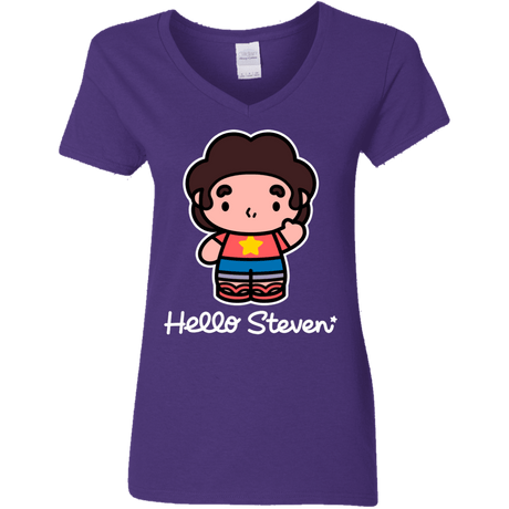 T-Shirts Purple / S Hello Steven Women's V-Neck T-Shirt