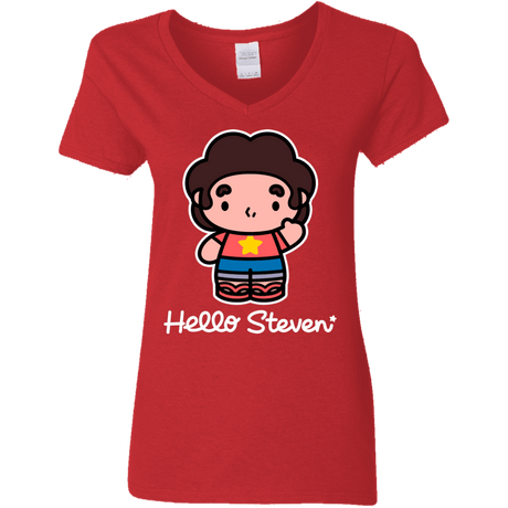 T-Shirts Red / S Hello Steven Women's V-Neck T-Shirt