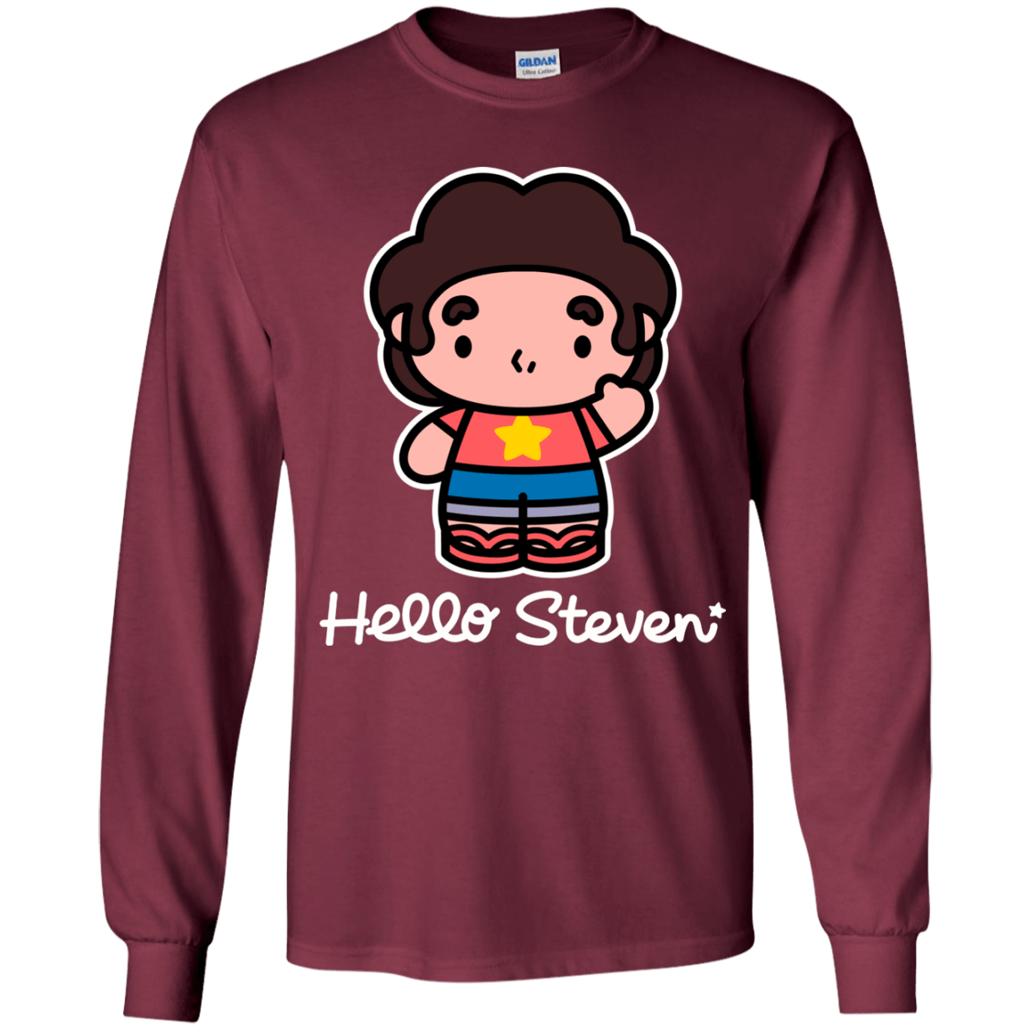 T-Shirts Maroon / YS Hello Steven Youth Long Sleeve T-Shirt
