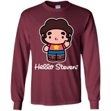 T-Shirts Maroon / YS Hello Steven Youth Long Sleeve T-Shirt