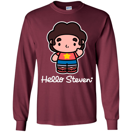 T-Shirts Maroon / YS Hello Steven Youth Long Sleeve T-Shirt