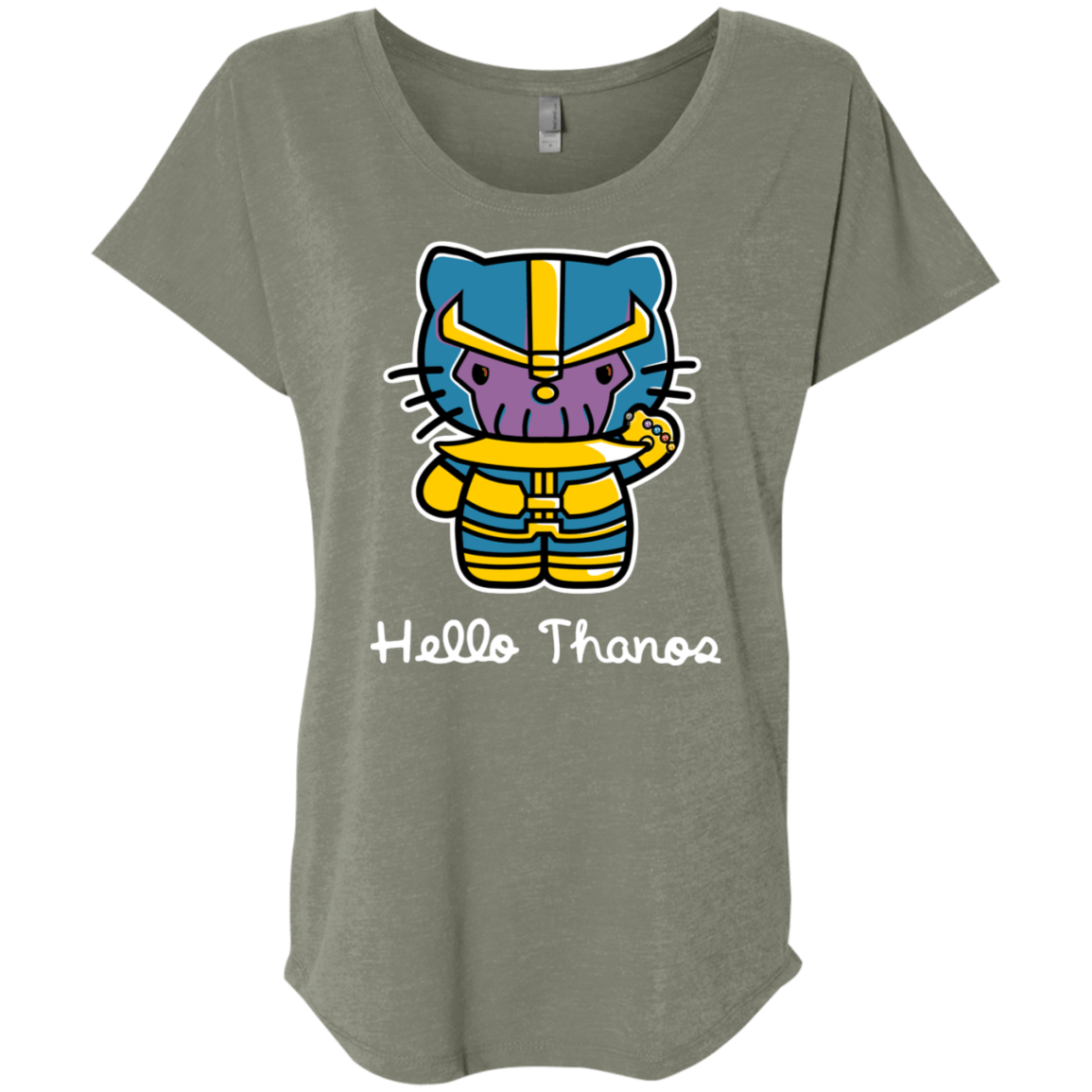 T-Shirts Venetian Grey / X-Small Hello Thanos Triblend Dolman Sleeve