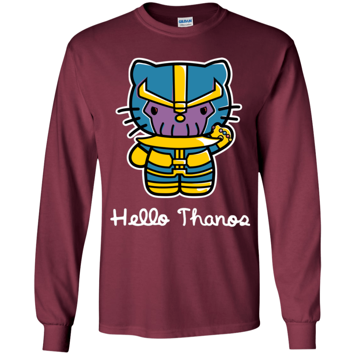 T-Shirts Maroon / YS Hello Thanos Youth Long Sleeve T-Shirt