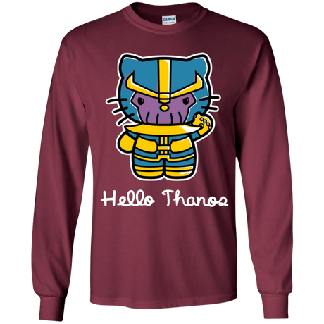 T-Shirts Maroon / YS Hello Thanos Youth Long Sleeve T-Shirt