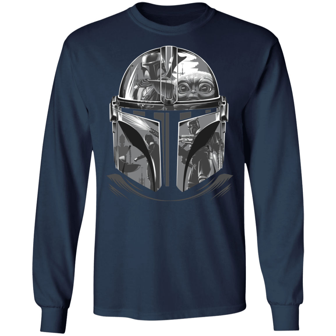 T-Shirts Navy / S Helmet Mandalorian Men's Long Sleeve T-Shirt